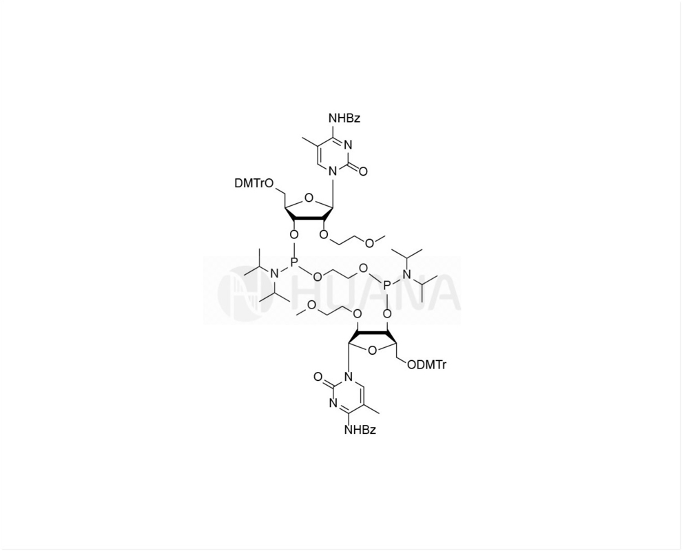 에탄-1,2-디 ((5'-O-DMTr-2'-O-MOE-5-Me-rC ((Bz)-3'-옥시) 비스 ((다이소프로필포스포라미디트)